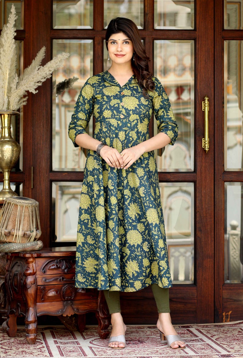 Miravan Floral Printed Anarkali Kurta for Women - Image 1